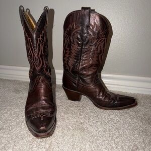 Maroon Western Leather Boots